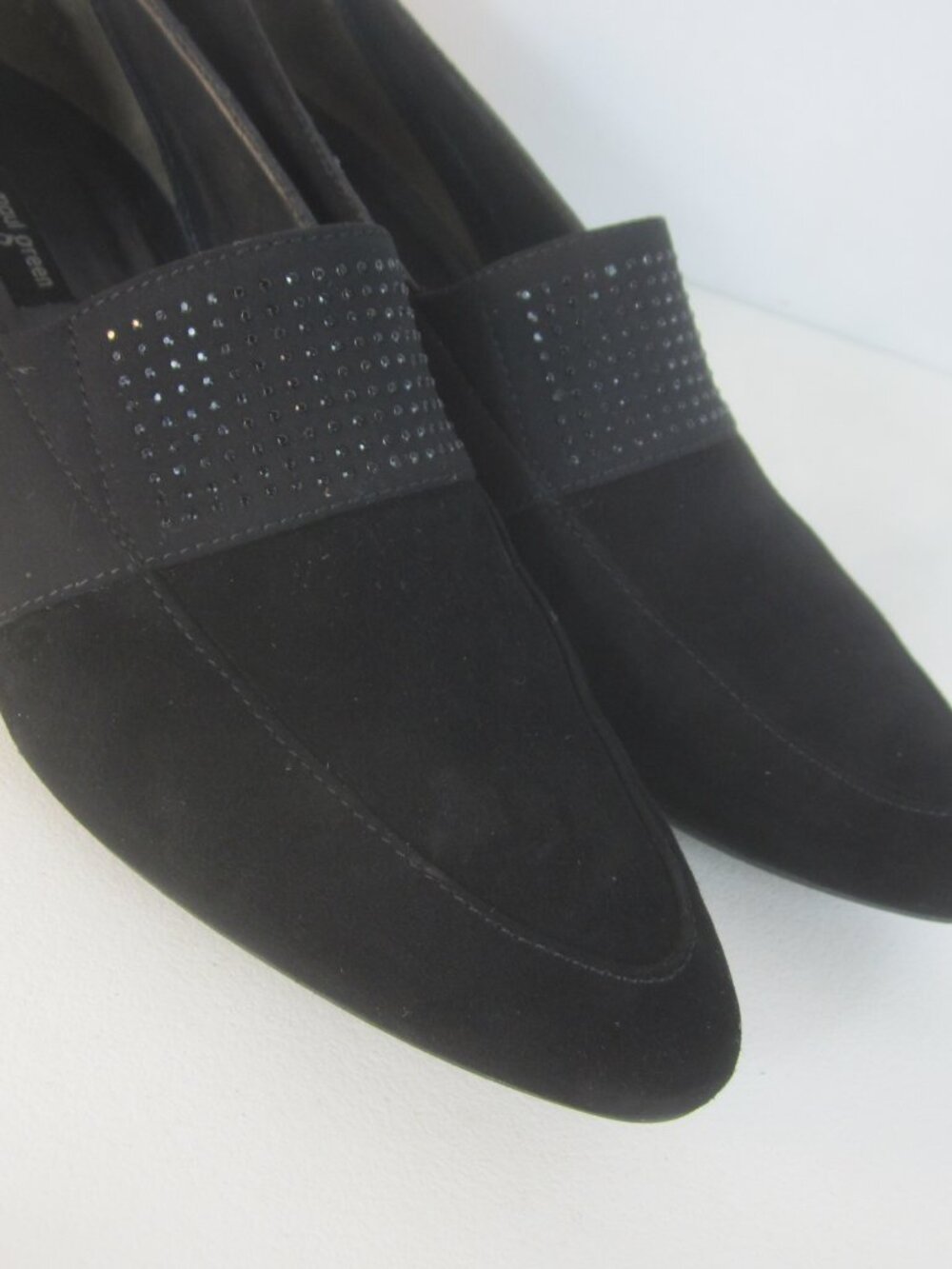 Paul Green Women 9.5 Black Suede Wedge Pumps Slip On Loafers Sparkle Austria - Picture 9 of 14